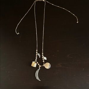 Elegant Silver and Gold Moon Necklace